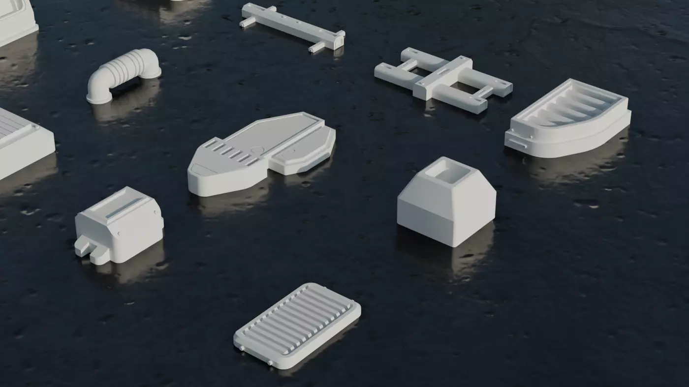 30 Greebles Low-poly 3D model_8