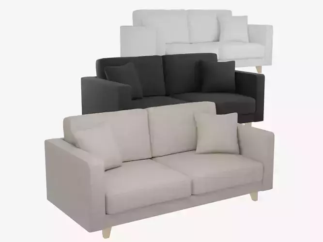 Simple 2 Seater Couch - Low-Poly