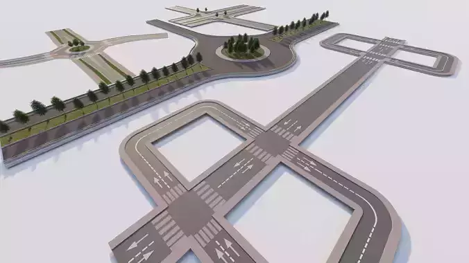 Road Pack - Extended-City Roads 3D model