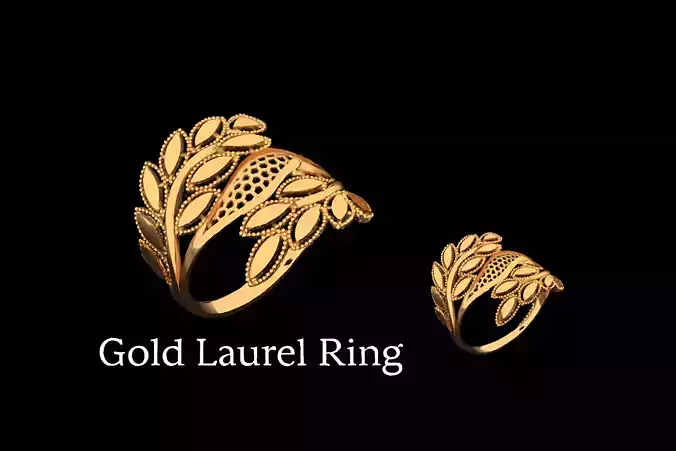 G1046 Golden Laurel Ring 18MM-3gm 3D print model
