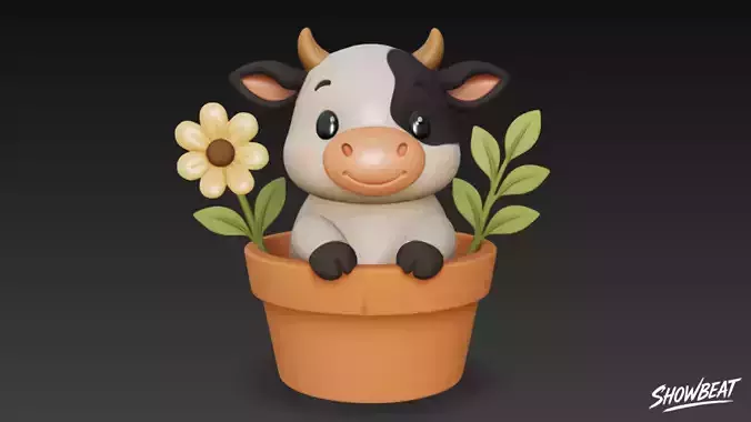 Cow in Flower Pot