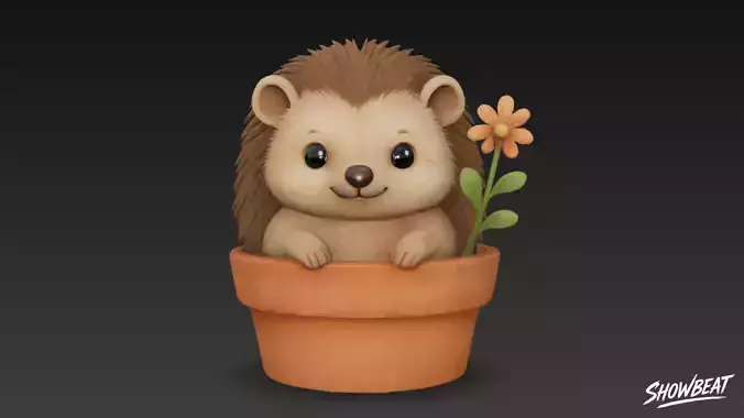 Hedgehog in Flower Pot