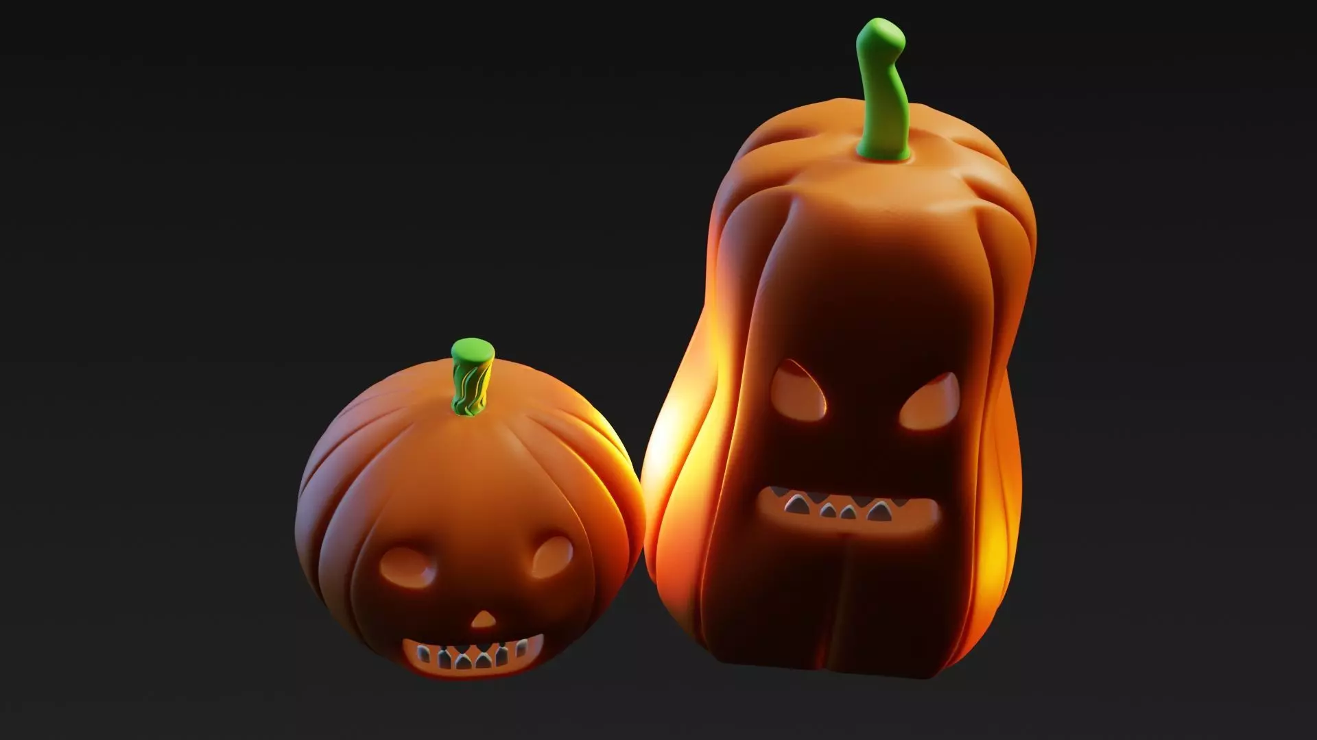 Stylized Halloween Pumpkins  3D Model  3D print model_15