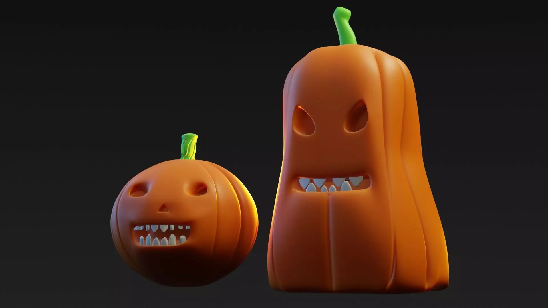 Stylized Halloween Pumpkins  3D Model  3D print model_11