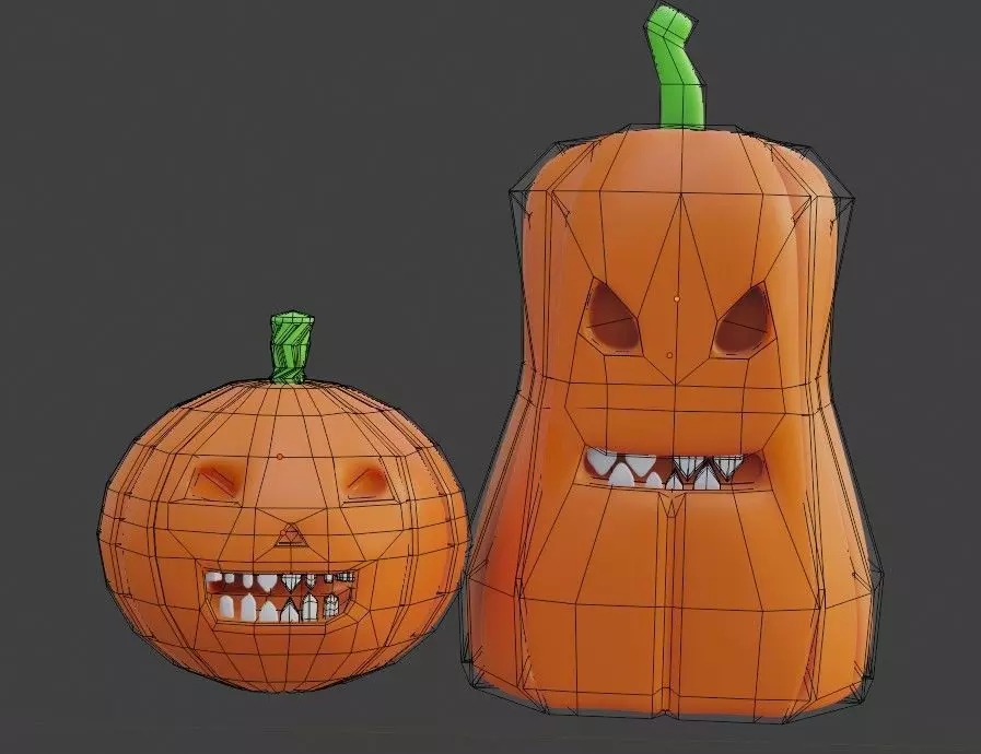 Stylized Halloween Pumpkins  3D Model  3D print model_18