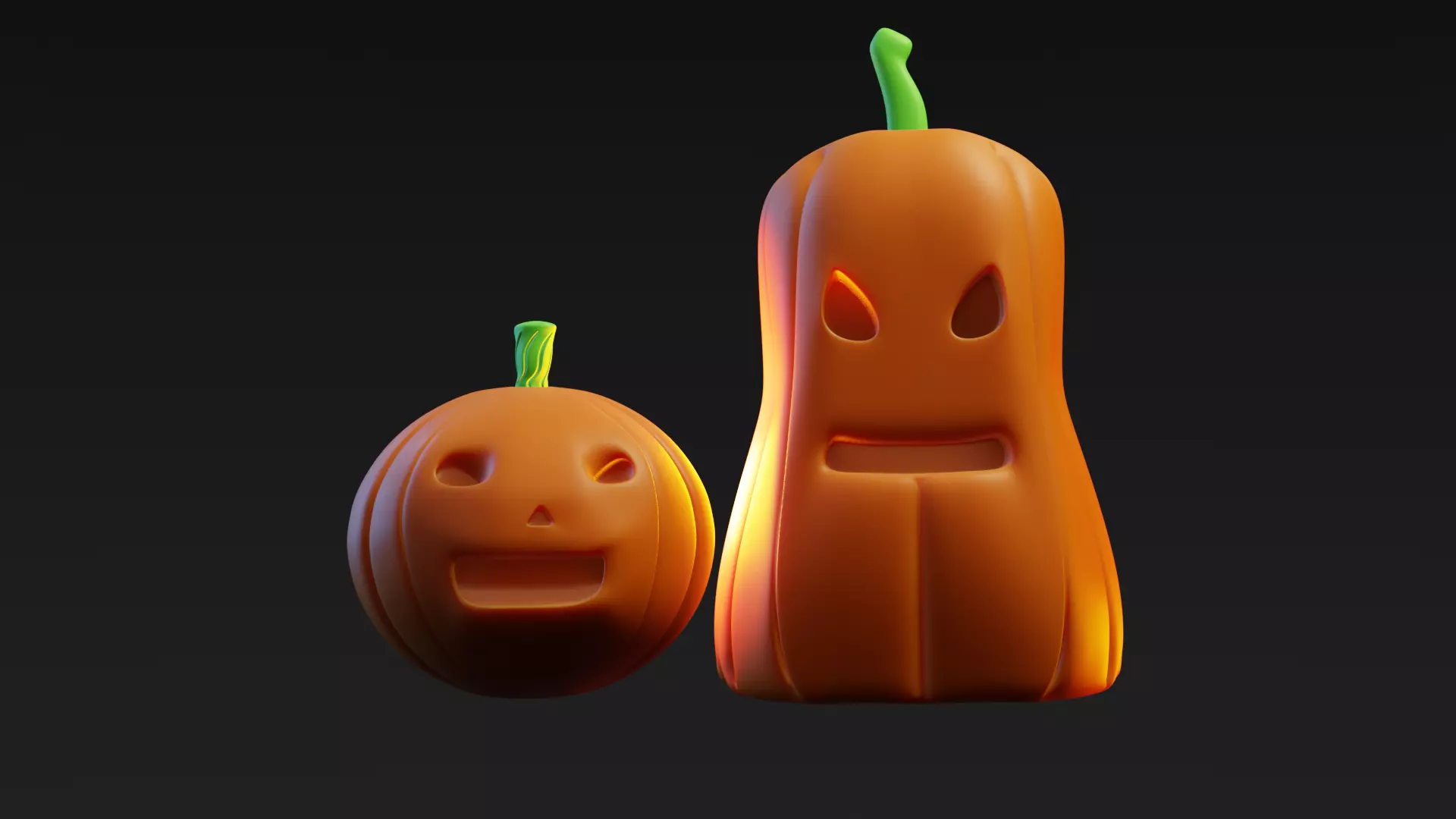 Stylized Halloween Pumpkins  3D Model  3D print model_4