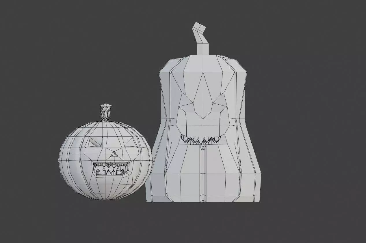 Stylized Halloween Pumpkins  3D Model  3D print model_9