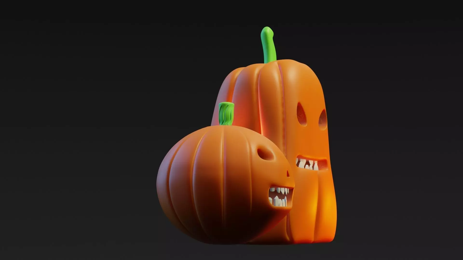 Stylized Halloween Pumpkins  3D Model  3D print model_14