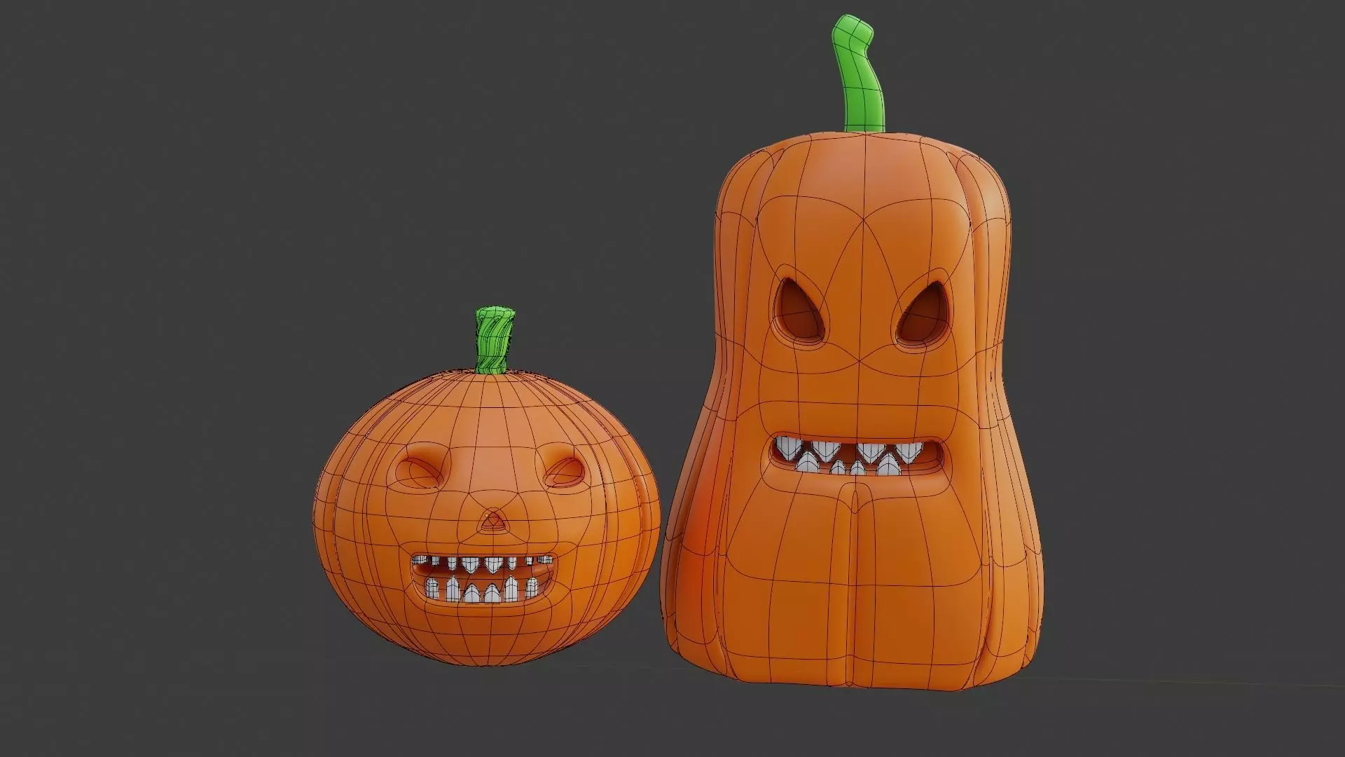 Stylized Halloween Pumpkins  3D Model  3D print model_1