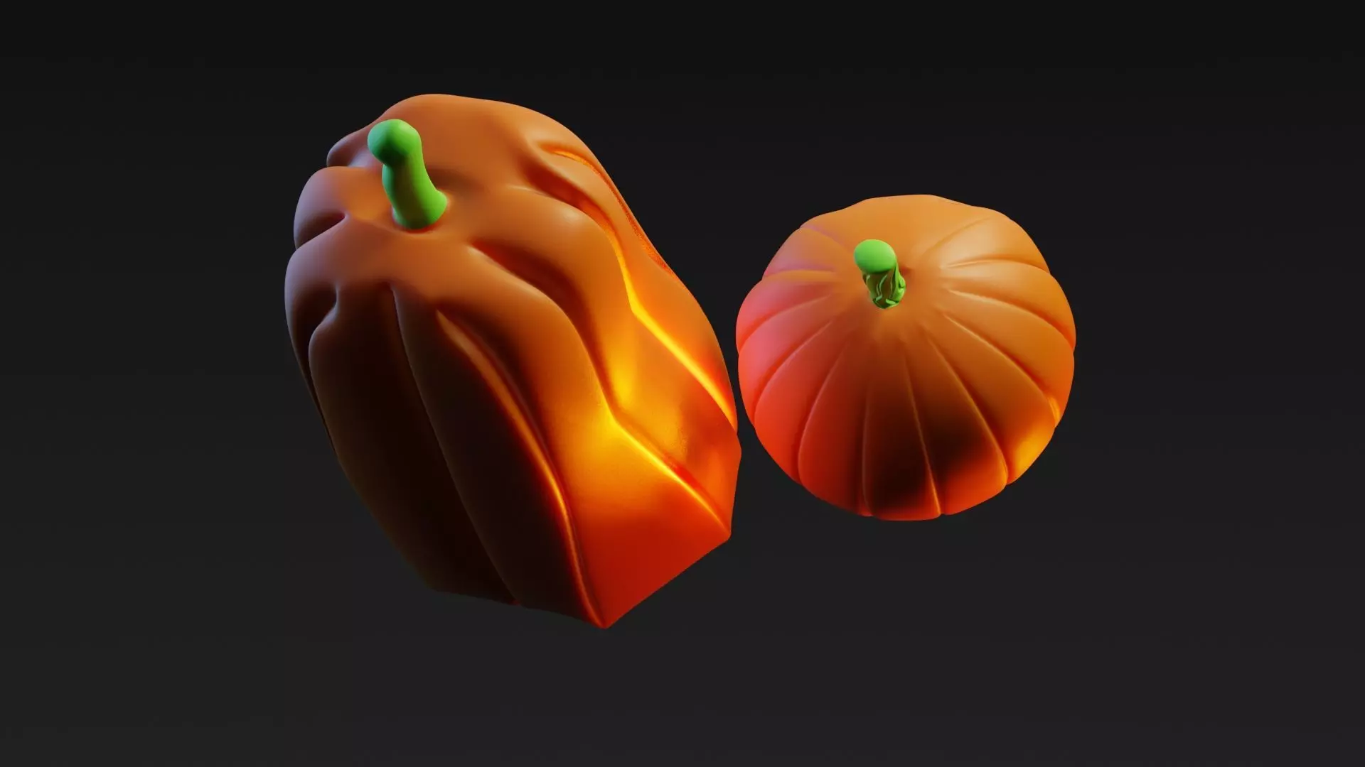 Stylized Halloween Pumpkins  3D Model  3D print model_16