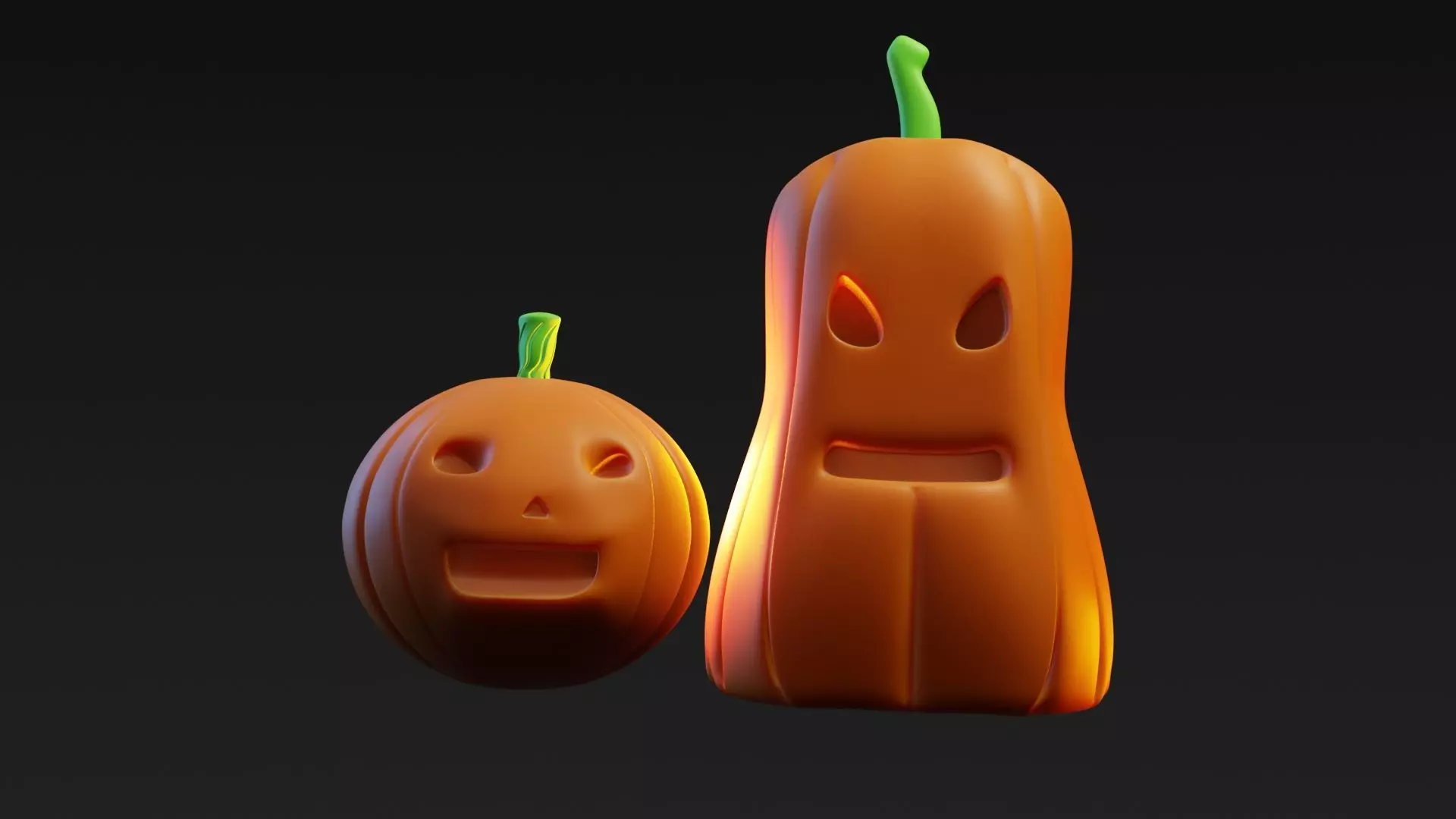 Stylized Halloween Pumpkins  3D Model  3D print model_3