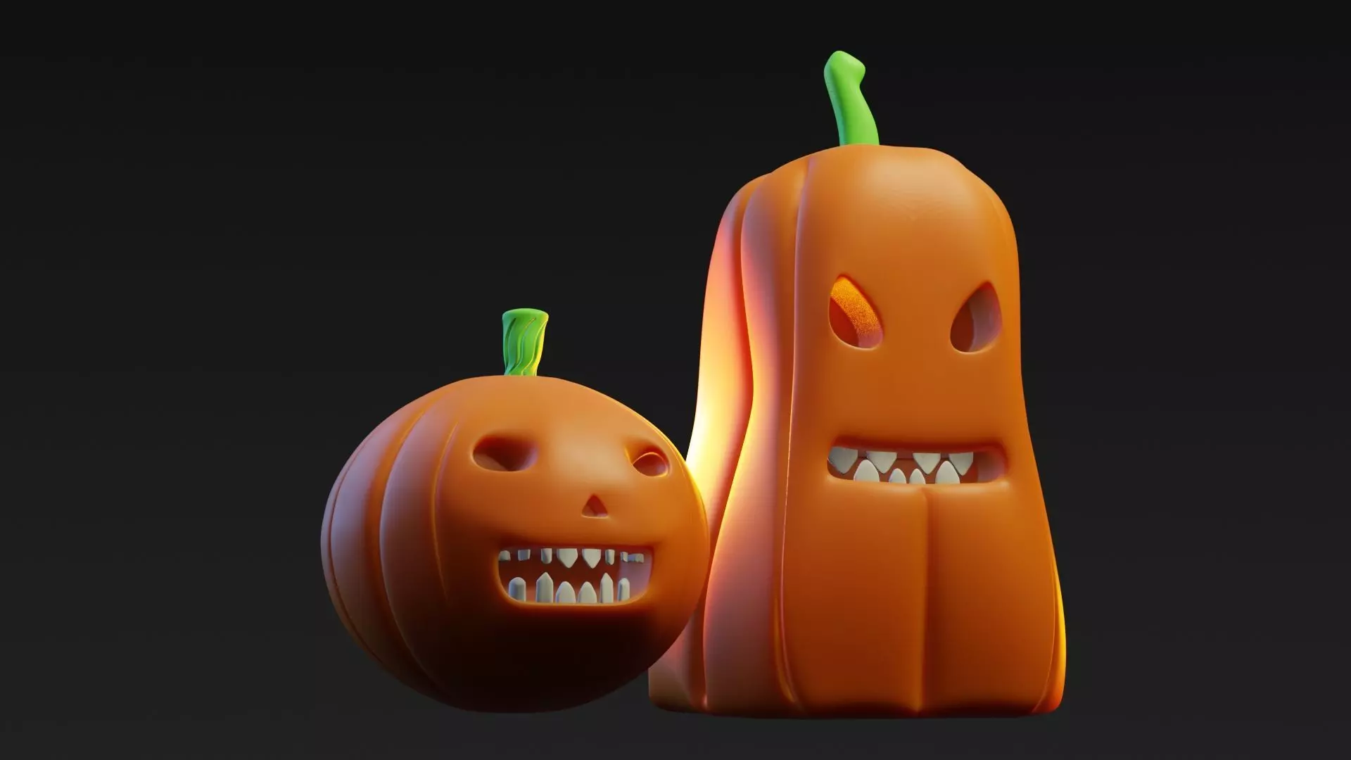 Stylized Halloween Pumpkins  3D Model  3D print model_0