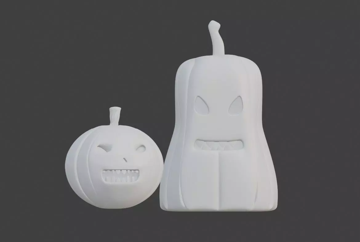 Stylized Halloween Pumpkins  3D Model  3D print model_5