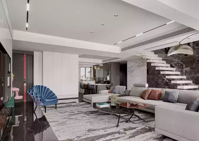 modern living and dining room interior 