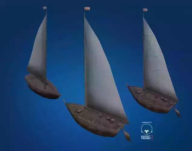 Fishing Boat Low Poly Low-poly 3D model