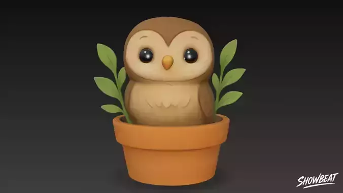 Owl in Flower Pot