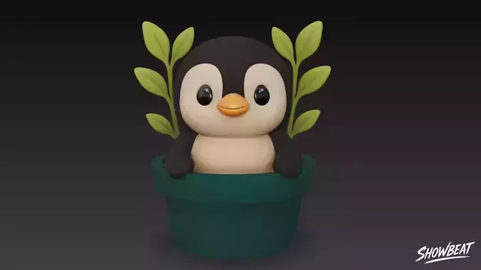 Penguin in Flower Pot