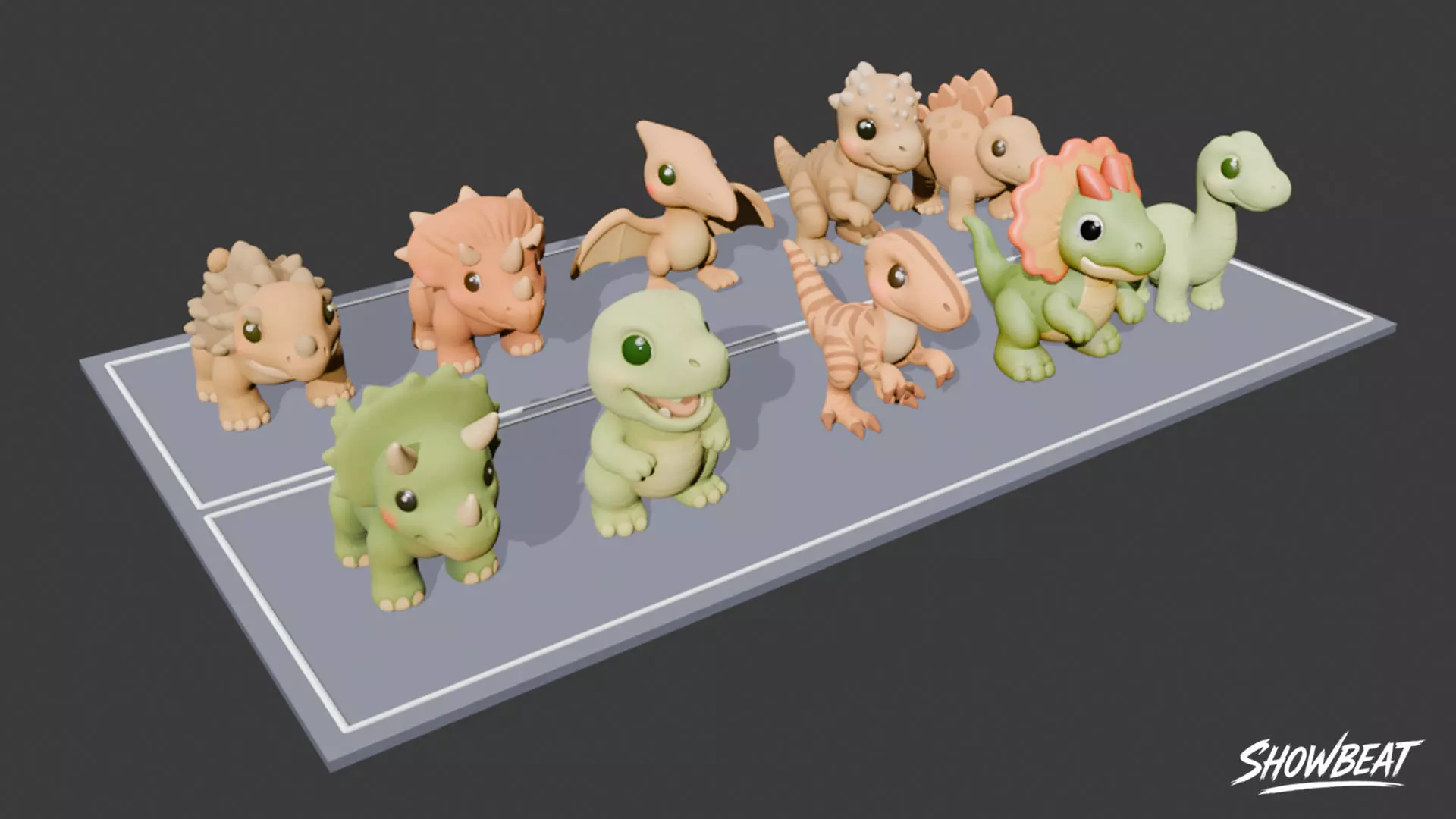 Cartoon Dinosaur Plush Pack Low-poly 3D model_15