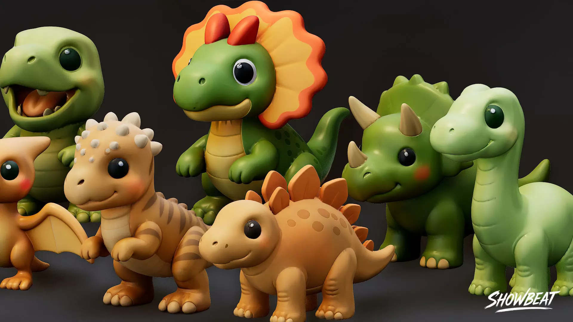 Cartoon Dinosaur Plush Pack Low-poly 3D model_3
