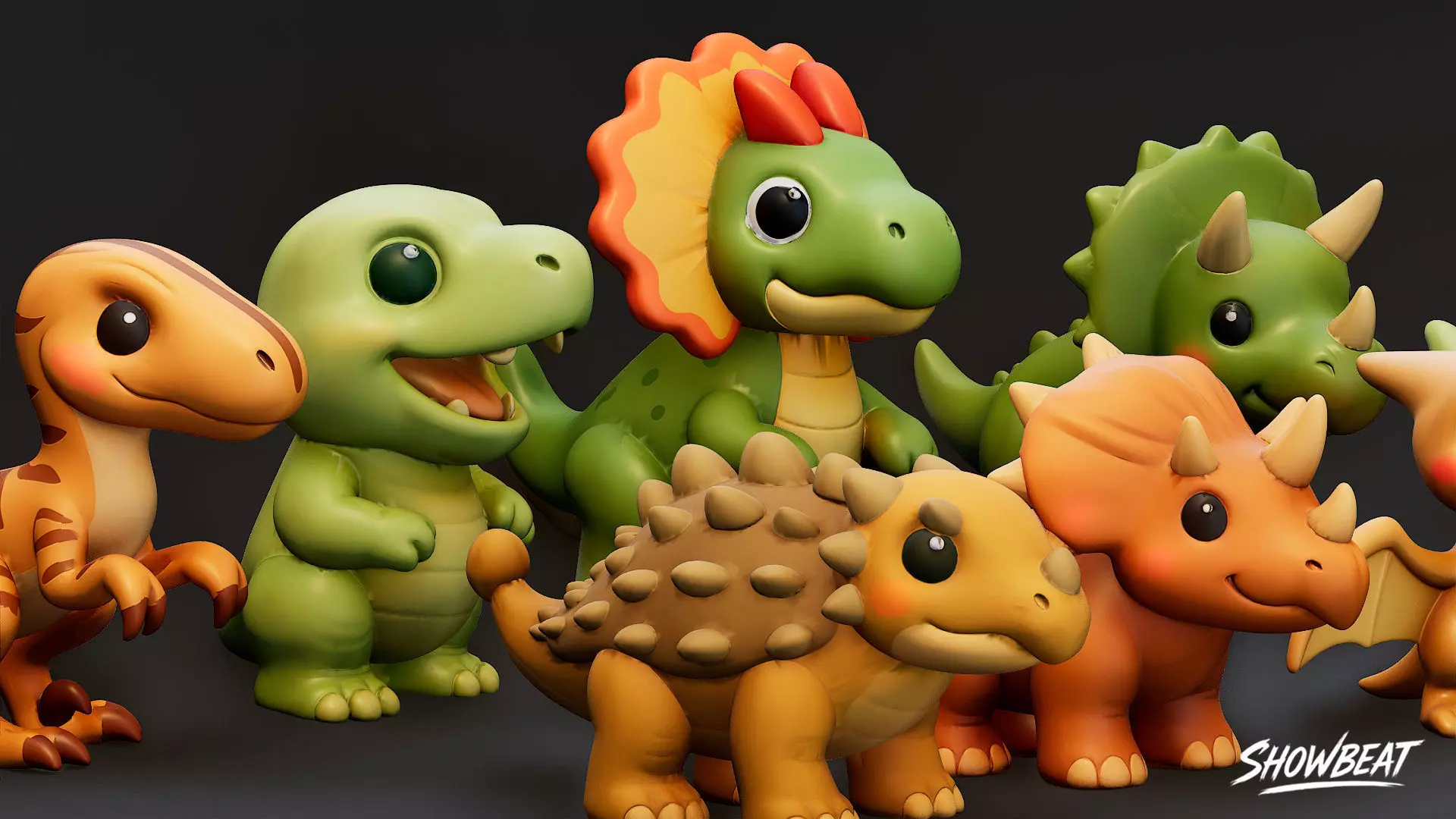 Cartoon Dinosaur Plush Pack Low-poly 3D model_4