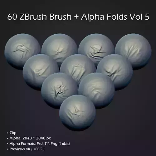 60 ZBrush Brush And Alpha Folds Vol 5
