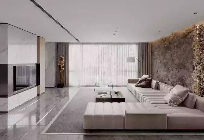 modern living and dining room interior 