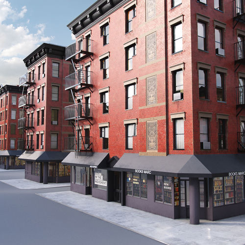 New York corner building Low-poly 3D model 5