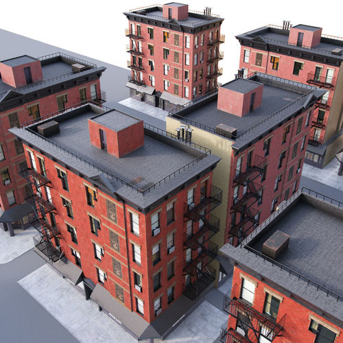New York corner building Low-poly 3D model 4