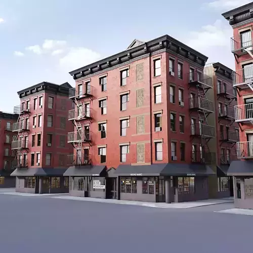 New York corner building Low-poly 3D model