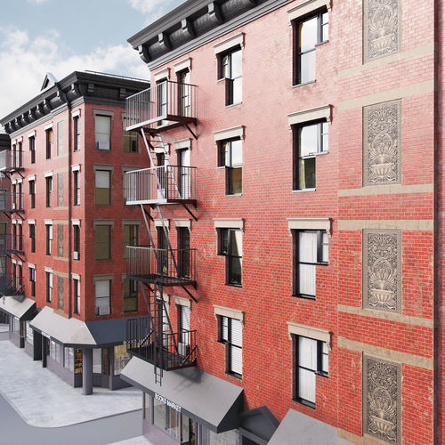 New York corner building Low-poly 3D model 7