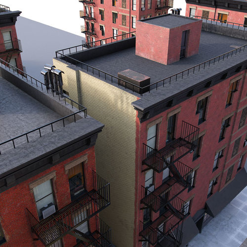 New York corner building Low-poly 3D model 3