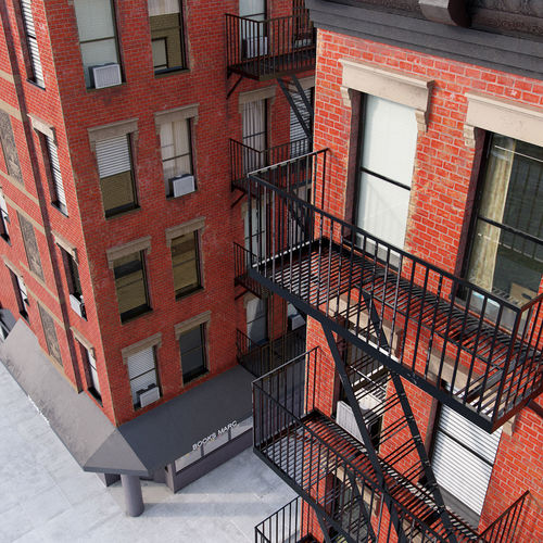 New York corner building Low-poly 3D model 6