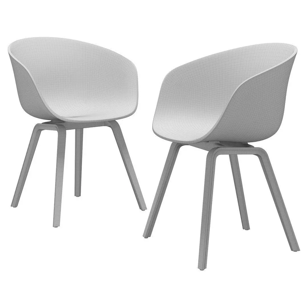 HAY Chair with Table 3D model_3