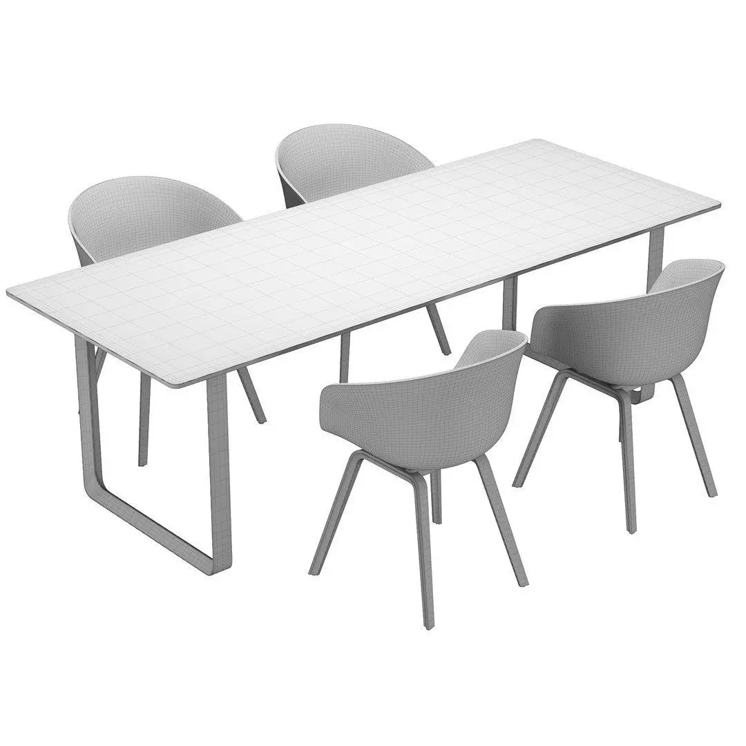 HAY Chair with Table 3D model_4