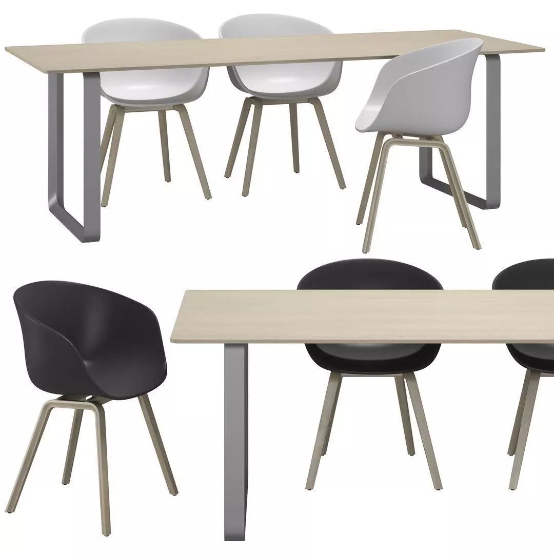 HAY Chair with Table 3D model_0