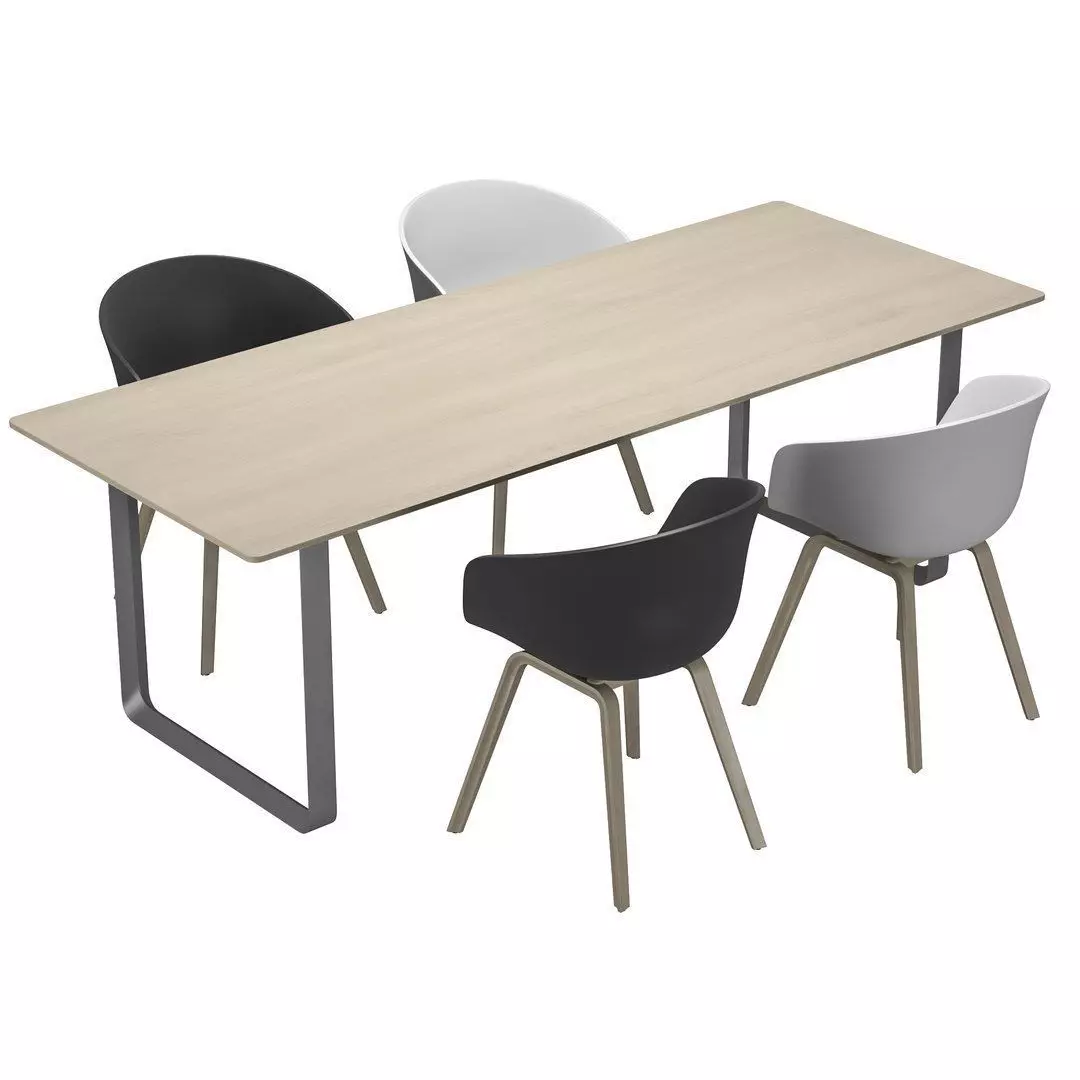 HAY Chair with Table 3D model_2