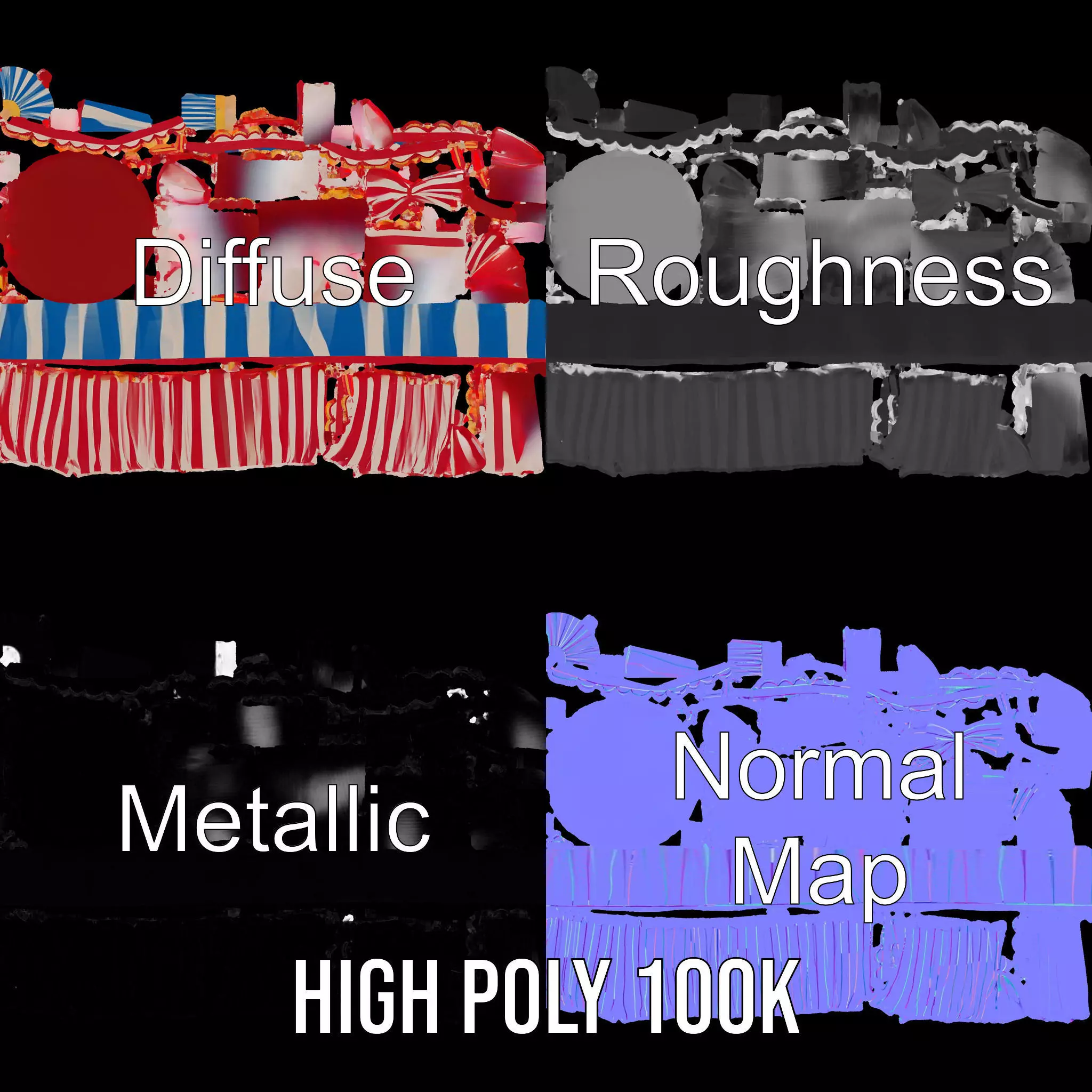 Classic Circus Tent model pack Low-poly 3D model_4