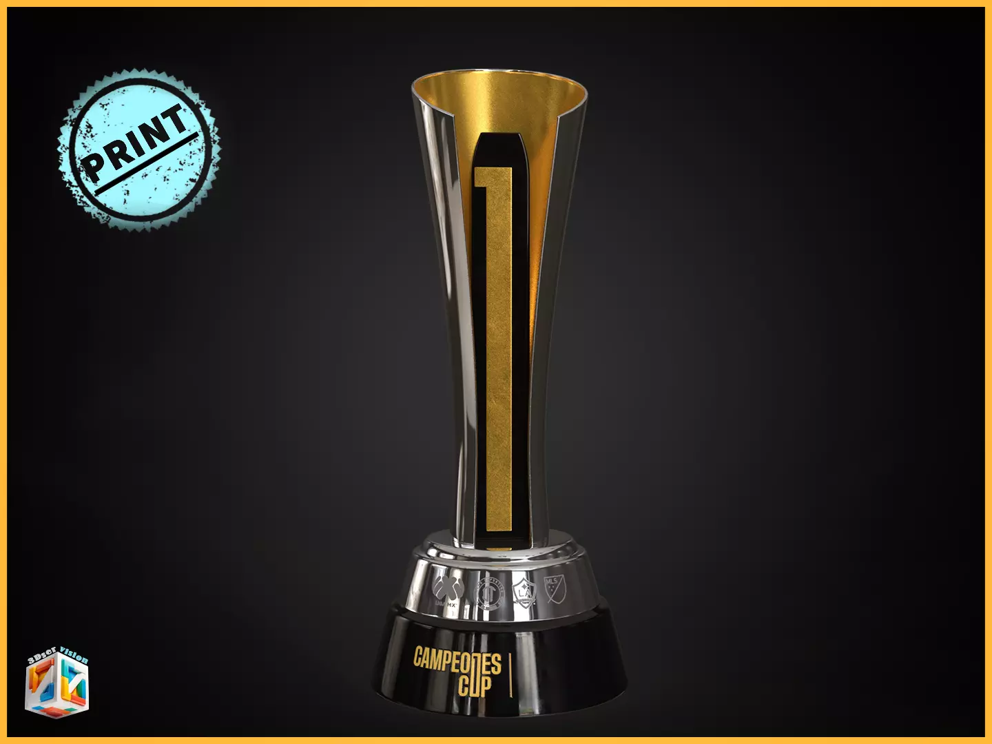 Campeones Cup Trophy Award STL 3D Print Model 3D print model_0