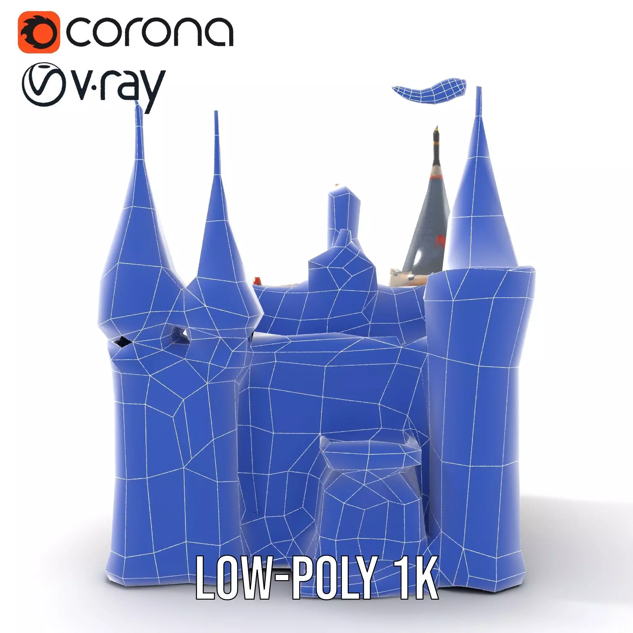 Fantasy Castle Towers model pack Low-poly 3D model_31