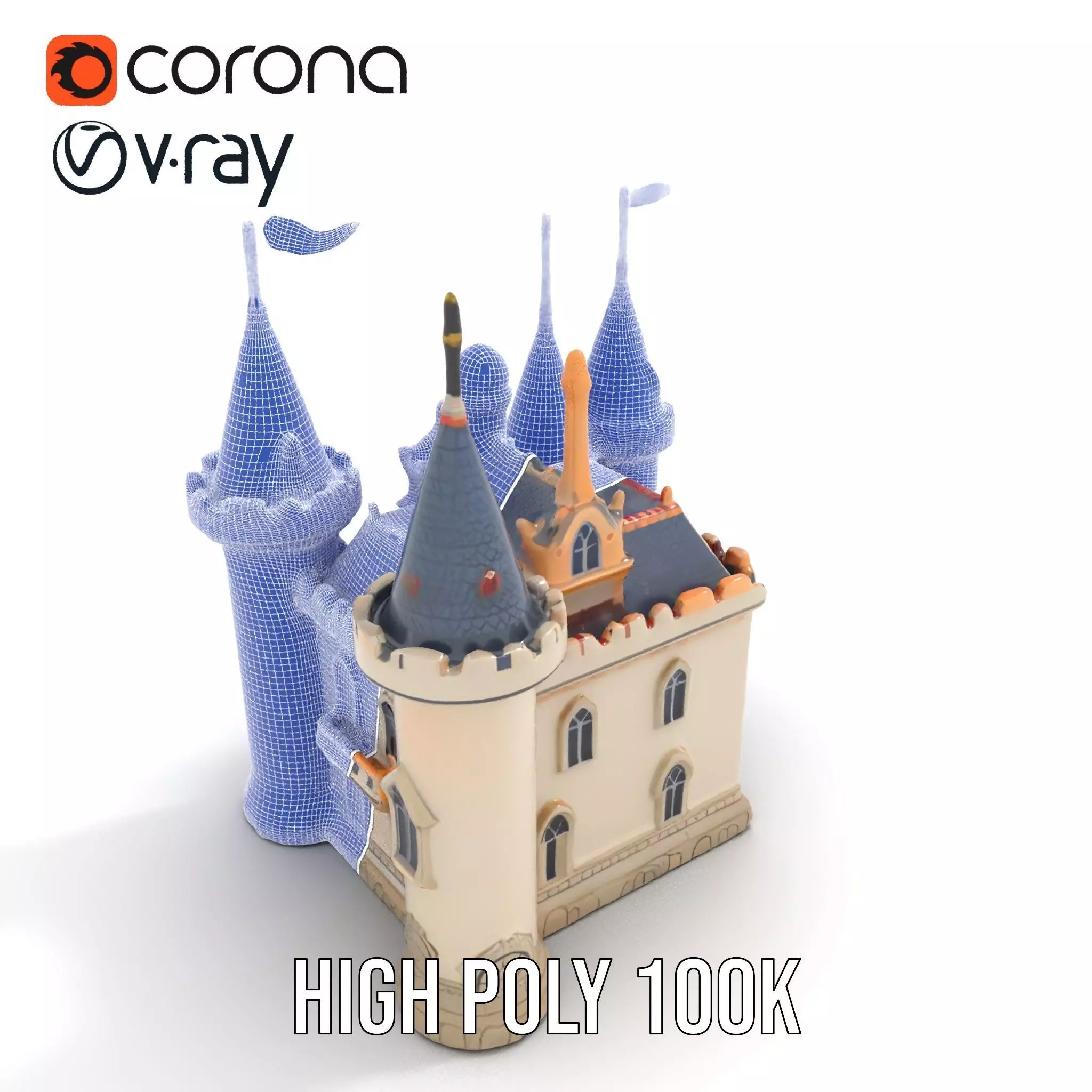 Fantasy Castle Towers model pack Low-poly 3D model_35