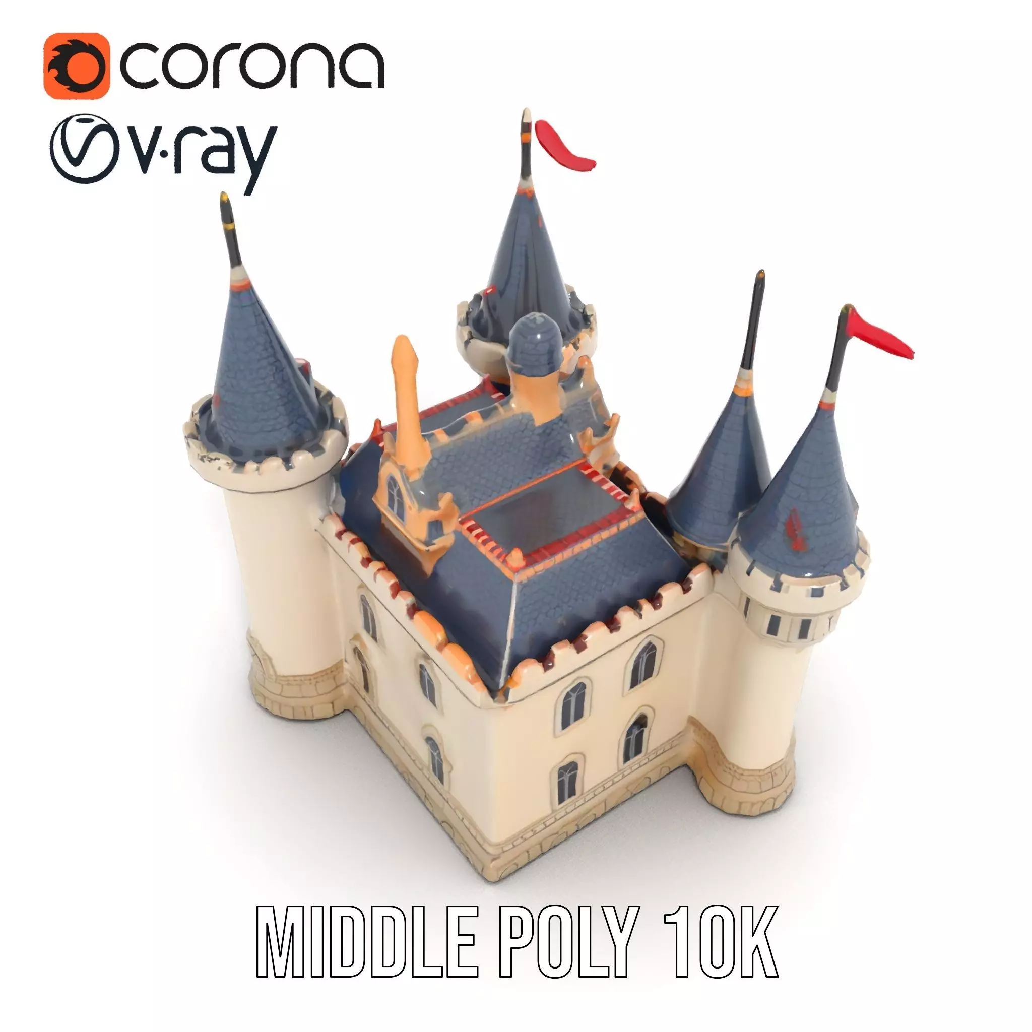 Fantasy Castle Towers model pack Low-poly 3D model_19