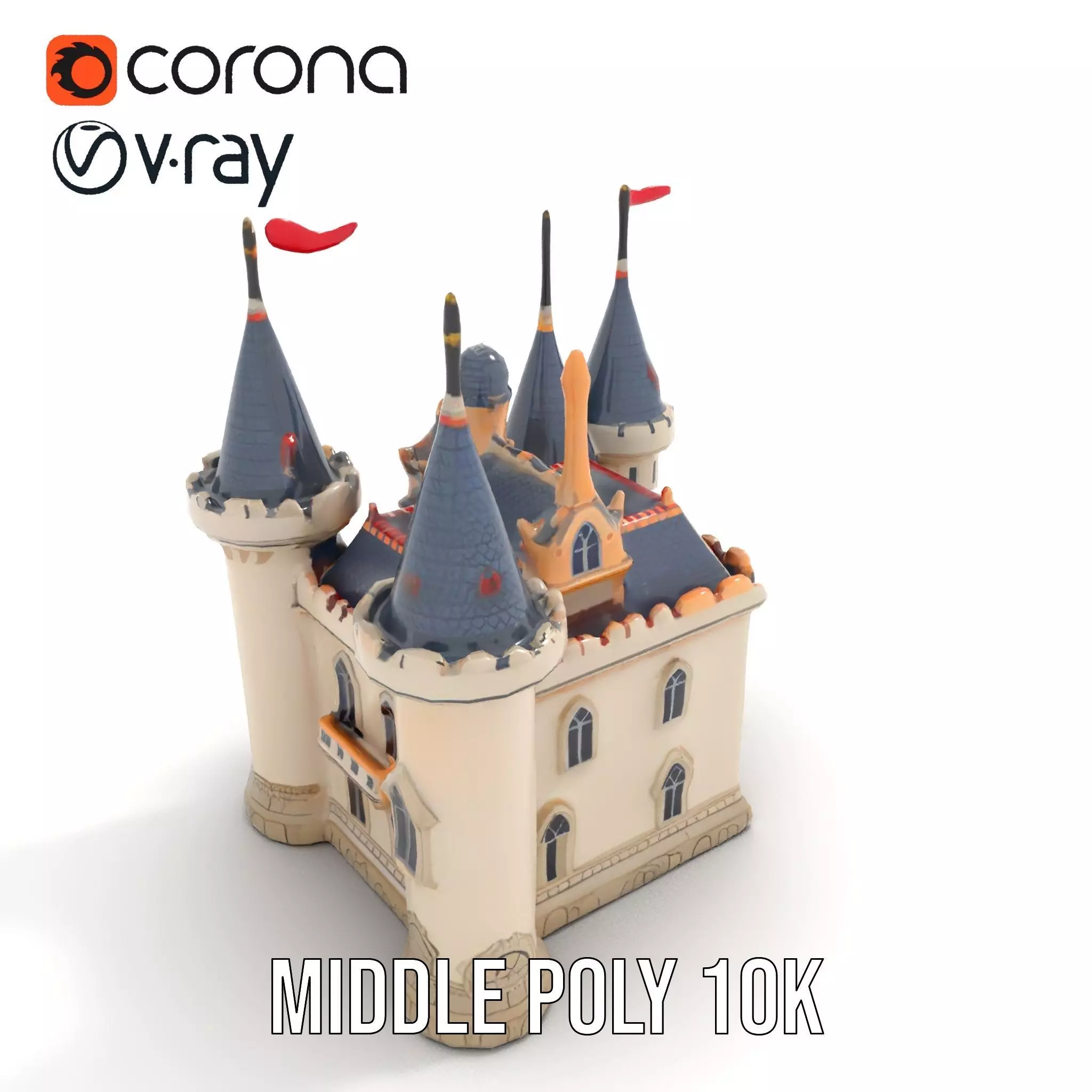 Fantasy Castle Towers model pack Low-poly 3D model_7