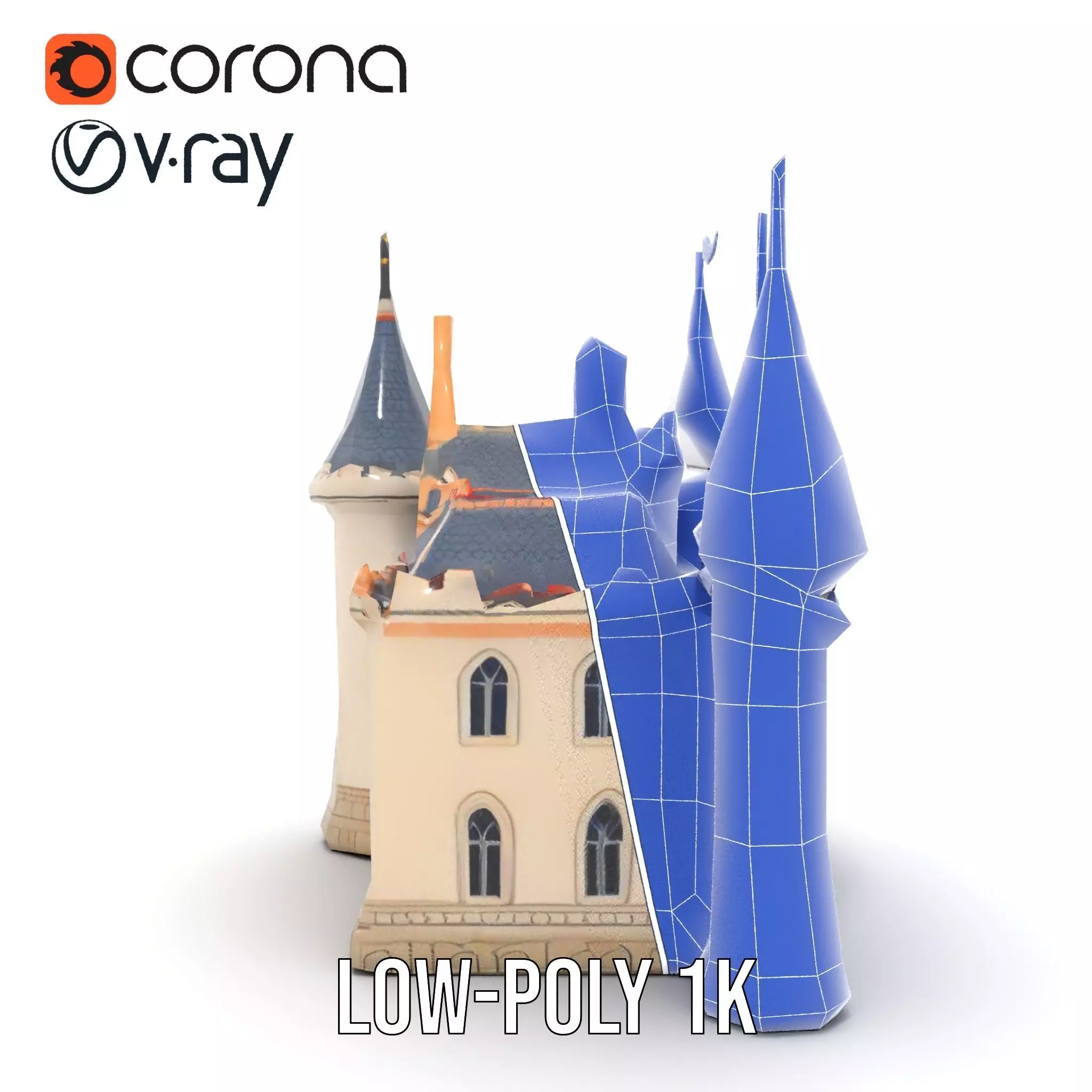 Fantasy Castle Towers model pack Low-poly 3D model_28