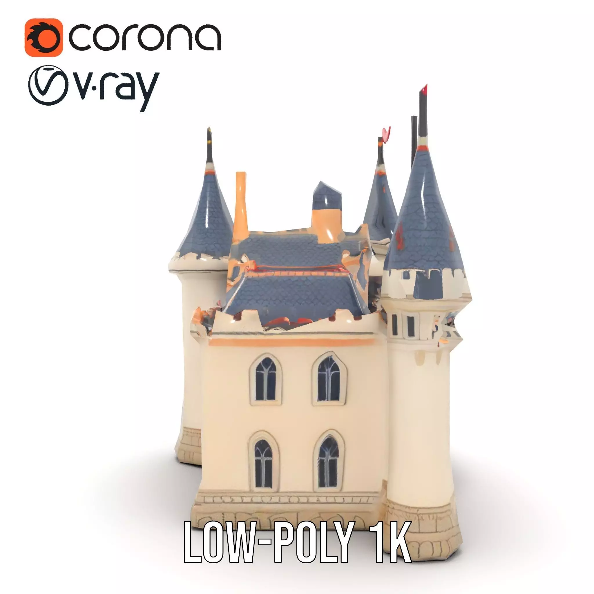 Fantasy Castle Towers model pack Low-poly 3D model_15