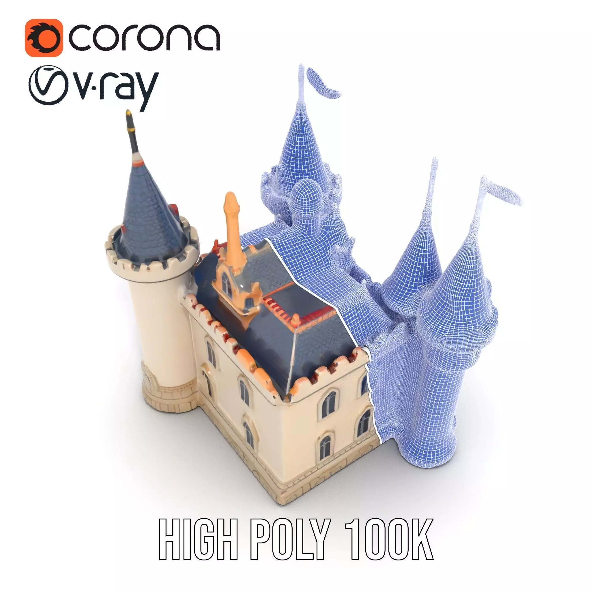 Fantasy Castle Towers model pack Low-poly 3D model_33