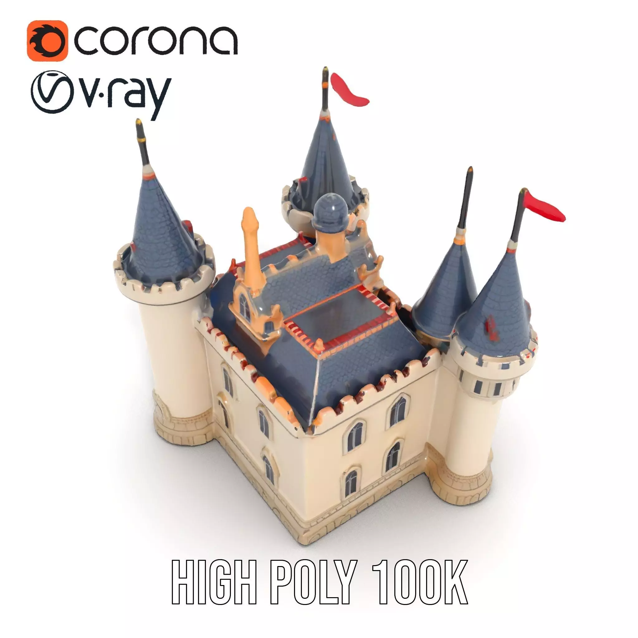 Fantasy Castle Towers model pack Low-poly 3D model_29