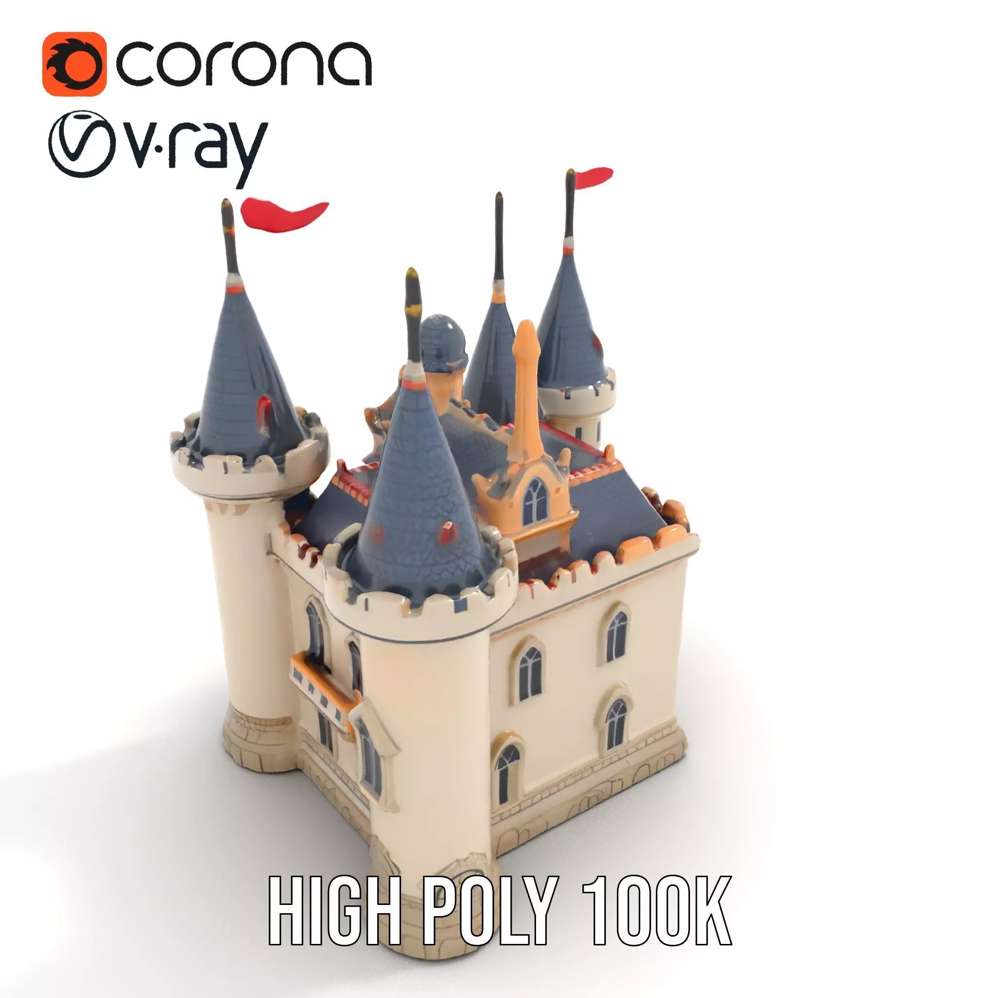 Fantasy Castle Towers model pack Low-poly 3D model_16