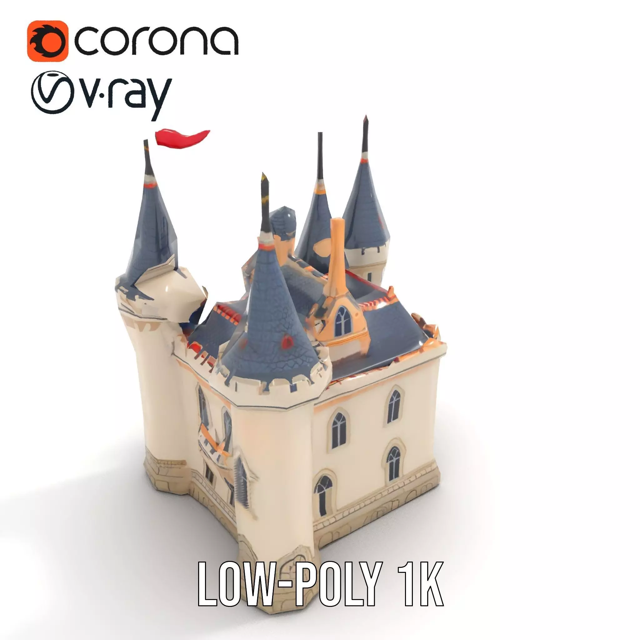 Fantasy Castle Towers model pack Low-poly 3D model_13