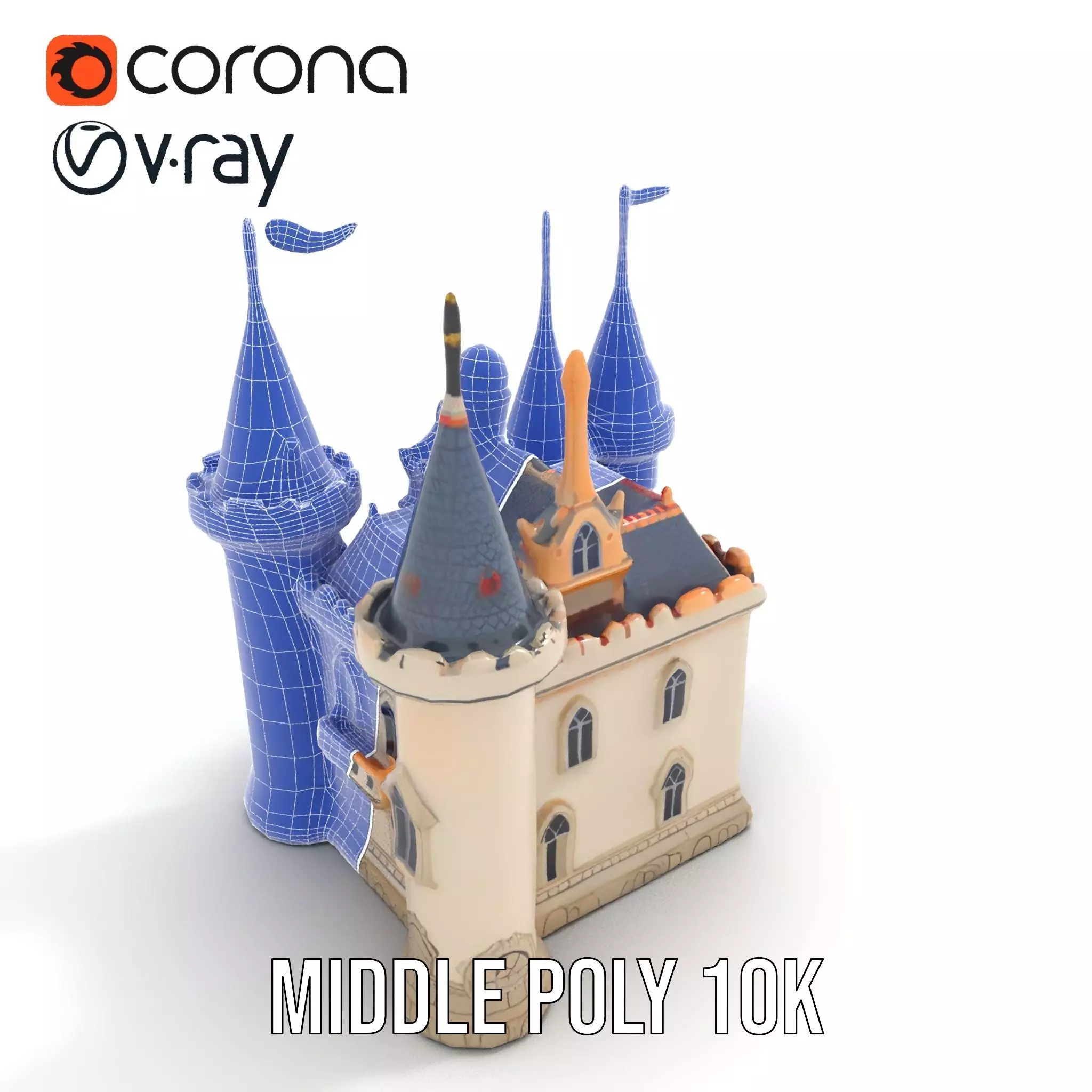 Fantasy Castle Towers model pack Low-poly 3D model_14