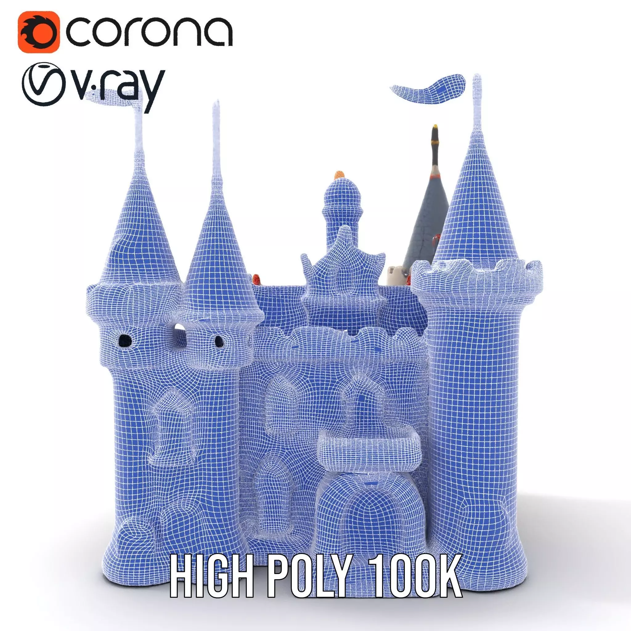 Fantasy Castle Towers model pack Low-poly 3D model_34